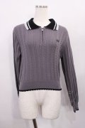 axes femme / レース×バイカラーニットポロ Free グレー H-26-01-06-1034-AX-TO-NS-ZH