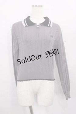 画像1: axes femme / レース×バイカラーニットポロ Free グレー H-26-01-06-1034-AX-TO-NS-ZH