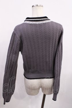 画像2: axes femme / レース×バイカラーニットポロ Free グレー H-26-01-06-1034-AX-TO-NS-ZH