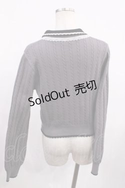 画像2: axes femme / レース×バイカラーニットポロ Free グレー H-26-01-06-1034-AX-TO-NS-ZH