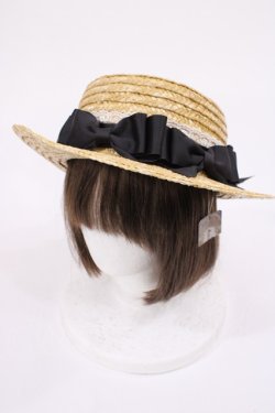 画像1: Amavel / リボン付きカンカン帽  ナチュラル/ブラック H-26-01-06-1041-CA-AC-NS-ZH