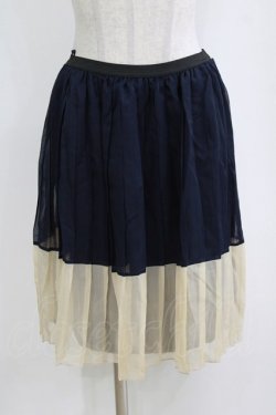 画像1: MARBLE / 配色ペチコート  ネイビー×アイボリー H-26-01-06-053-GO-SK-KB-ZH