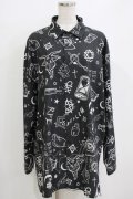 REFLEM / オカルト総柄シャツ  モノクロ H-26-01-06-056-PU-BL-KB-ZH