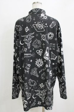 画像3: REFLEM / オカルト総柄シャツ  モノクロ H-26-01-06-056-PU-BL-KB-ZH