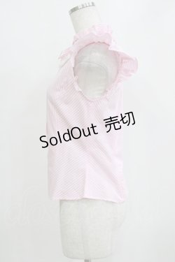 画像2: Shirley Temple / ストライプフリルノースリーブブラウス Ladies ピンク H-26-01-06-057-ET-BL-KB-ZH