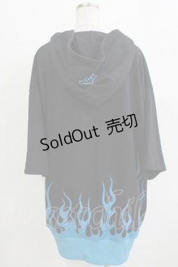 画像3: TRAVAS TOKYO / Fire bear H/S Hoodie  ブラック×ブルー H-26-01-06-058-PU-TO-KB-ZT0108H