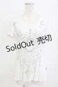 Ozz Croce / 刺繍プリント半袖カットソー  白 H-26-01-06-060-OO-TO-KB-ZH