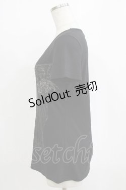 画像2: Ozz Croce / 刺繍プリント半袖カットソー  黒 H-26-01-06-061-OO-TO-KB-ZH