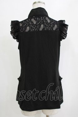 画像3: Qutie Frash / チャイナスリットタンク  ブラック×ブラック H-26-01-06-064-QU-TO-KB-ZT0108H