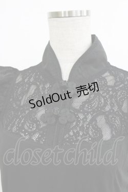 画像4: Qutie Frash / チャイナスリットタンク  ブラック×ブラック H-26-01-06-064-QU-TO-KB-ZT547