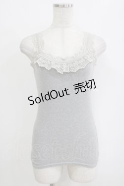 画像1: Ozz oneste / レース付リブキャミソール  グレー H-26-01-06-066-OO-TO-KB-ZT546