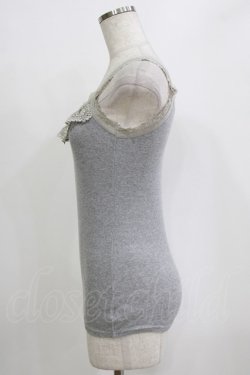 画像2: Ozz oneste / レース付リブキャミソール  グレー H-26-01-06-066-OO-TO-KB-ZT0108H