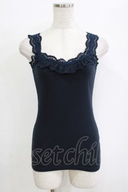 画像1: Ozz oneste / レース付リブキャミソール  ネイビー H-26-01-06-067-OO-TO-KB-ZT0108H