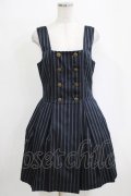 Jane Marple / レジメンタルストライプのダブルボタンジャンパースカート  ネイビー H-26-01-06-008-JM-OP-KB-ZH
