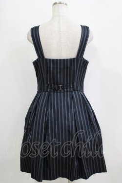 画像3: Jane Marple / レジメンタルストライプのダブルボタンジャンパースカート  ネイビー H-26-01-06-008-JM-OP-KB-ZH