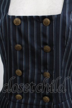 画像4: Jane Marple / レジメンタルストライプのダブルボタンジャンパースカート  ネイビー H-26-01-06-008-JM-OP-KB-ZH