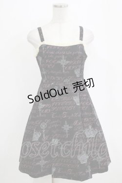 画像1: Emily Temple cute / 王冠ロゴプリント編上ジャンパースカート  クロ H-26-01-06-011-ET-OP-KB-ZH