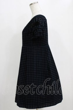 画像2: Emily Temple cute / フロッキーチェックフリルスリーブワンピース  ネイビー H-26-01-06-013-ET-OP-KB-ZH
