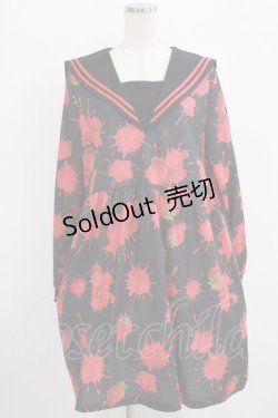 画像1: Drug Honey / ストロベリーブラッドセーラーワンピース  ブラック H-26-01-06-014-PU-OP-KB-ZH