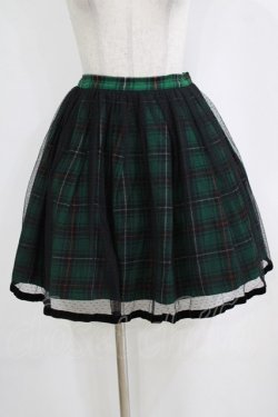 画像1: Emily Temple cute / チュールタータンスカート  グリーン H-26-01-06-022-ET-SK-KB-ZH