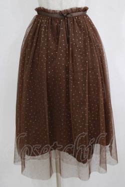 画像1: Franche Lippee / ドットチュールスカート M ブラウン H-26-01-07-032-LO-SK-NS-ZH