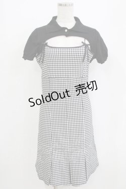 画像1: michellMacaron / ショートボレロアンサンブルギンガムワンピ Free ブラック H-26-01-07-036-GO-OP-NS-ZH