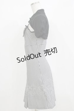 画像2: michellMacaron / ショートボレロアンサンブルギンガムワンピ Free ブラック H-26-01-07-036-GO-OP-NS-ZH