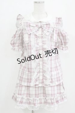 画像1: Princess Melody / チェック肩開きセットアップ Free ピンク H-26-01-07-040-EL-OP-NS-ZH
