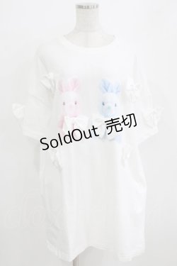 画像1: Jamie エーエヌケー / リボンがいっぱいプリントTe M ホワイト H-26-01-07-042-LO-TS-NS-ZH