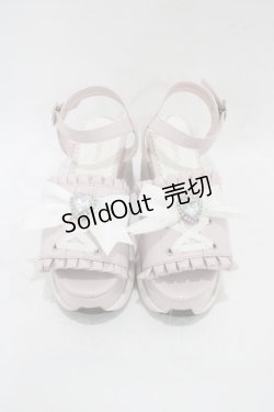 画像1: DearMyLove / レースアップハートビジューリボンスニーカーサンダル LL ピンク H-26-01-07-1001-EL-SH-NS-ZH