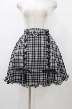 画像1: NOEMIE / ハートベルト付スピンドルスカート S ブラックチェック H-26-01-07-1033-LO-SK-NS-ZH