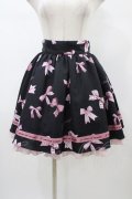 Ank Rouge / Favorite Ribbonフレアーギャザースカート M ブラック H-26-01-07-1035-CA-SK-NS-ZH