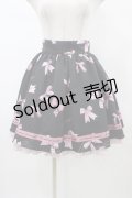 Ank Rouge / Favorite Ribbonフレアーギャザースカート M ブラック H-26-01-07-1035-CA-SK-NS-ZH