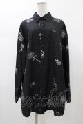 Jamie エーエヌケー / ハートクロス柄長袖BIGシャツ M ブラック H-26-01-07-1042-LO-BL-NS-ZH