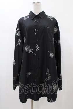 画像1: Jamie エーエヌケー / ハートクロス柄長袖BIGシャツ M ブラック H-26-01-07-1042-LO-BL-NS-ZH
