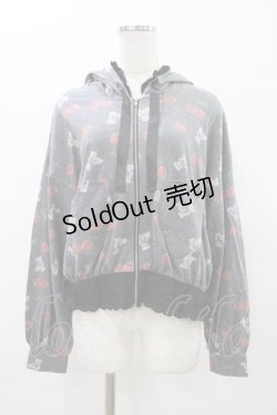 画像1: Ank Rouge / チェリーくま総柄パーカー M ブラック H-26-01-07-1043-CA-TO-NS-ZH