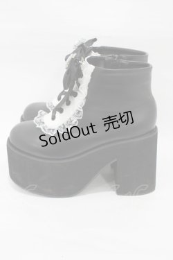 画像2: DearMyLove / ハートビジューレースアップショートブーツ 24.5cm ブラック H-26-01-07-1004-EL-SH-NS-ZH