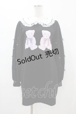 画像1: Ank Rouge / 袖チュールベアプルオーバー M ブラック H-26-01-07-1058-CA-TO-NS-ZH