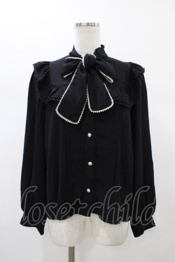 画像1: Ank Rouge / パールリボンタイブラウス M ブラック H-26-01-07-1059-CA-BL-NS-ZH