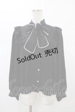 画像1: Ank Rouge / パールリボンタイブラウス M ブラック H-26-01-07-1059-CA-BL-NS-ZH