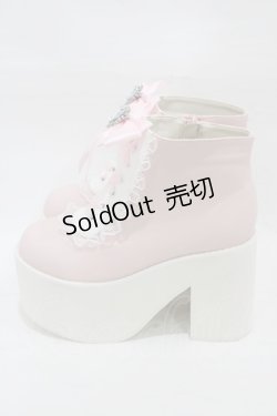 画像2: DearMyLove / ハートビジューレースアップショートブーツ 24.5cm ピンク H-26-01-07-1005-EL-SH-NS-ZH