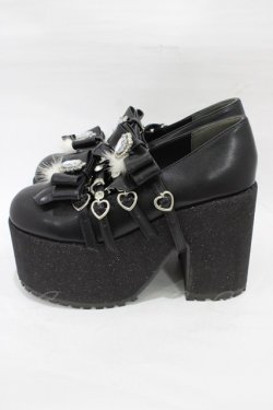画像2: Ank Rouge / ポンポン&ハートきらきらシューズ LL ブラック H-26-01-07-1002-CA-SH-NS-ZH