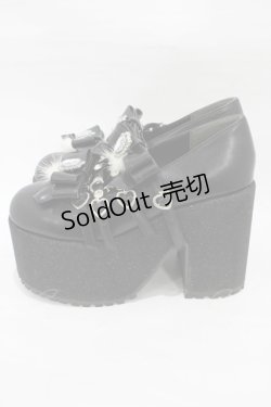 画像2: Ank Rouge / ポンポン&ハートきらきらシューズ LL ブラック H-26-01-07-1002-CA-SH-NS-ZH