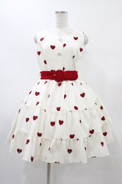 画像1: mille fille closet by LODISPOTTO / RetroFrenchハートワンピース M オフ/レッド H-26-01-07-1022-LO-OP-NS-ZH