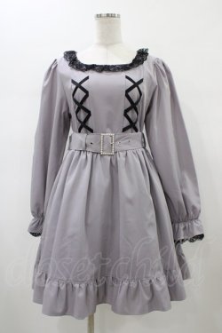 画像1: Ank Rouge / スピンドルバックリボンワンピース M ブルーグレー H-26-01-07-1025-CA-OP-NS-ZH