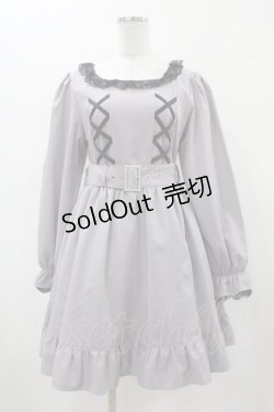 画像1: Ank Rouge / スピンドルバックリボンワンピース M ブルーグレー H-26-01-07-1025-CA-OP-NS-ZH