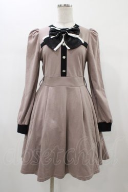 画像1: Ank Rouge / 配色リボンカットワンピース M モカ H-26-01-07-1027-CA-OP-NS-ZH