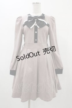 画像1: Ank Rouge / 配色リボンカットワンピース M モカ H-26-01-07-1027-CA-OP-NS-ZH