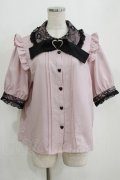 DearMyLove / レース重ねハートバックルリボンブラウス 3L ピンク H-26-01-07-047-EL-BL-NS-ZH