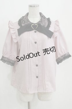 画像1: DearMyLove / レース重ねハートバックルリボンブラウス 3L ピンク H-26-01-07-047-EL-BL-NS-ZH